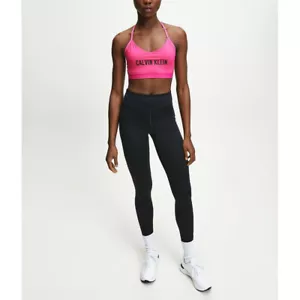 Calvin Klein Logo Women's High Rise Gym Training Leggings-Black - Picture 1 of 5