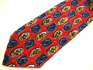 Robert Talbott Mens Necktie Tie Red Floral Geometric Blue Yellow Silk 60" - Picture 1 of 5