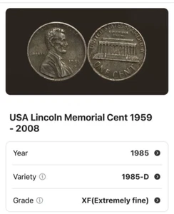 US LINCOLN CENT 1985 D STRIKE ZINC PENNY PLANCHET BLACK TONE UNQUIE X6X - Picture 1 of 3