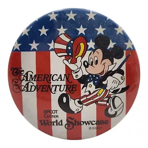 Mickey Mouse '80s Disney World Button/Pinback Badge American Adventure Epcot 2.5 - Picture 1 of 2