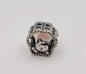 Colgante con dije de gato pequeño de plata de ley 925 para pulsera o collar - Imagen 1 de 3