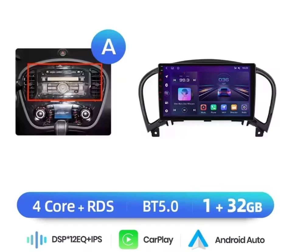 RADIO 2 DIN ANDROID PER NISSAN JUKE NAVI USB GPS BLUETOOTH CARPLAY 1/32 - Immagine 1 di 1
