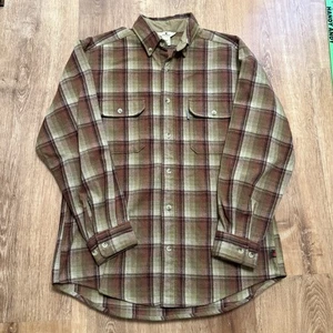 Vintage Woolrich Hemd Flanell Herren Large beige braun kariert Wolle USA 90er - Bild 1 von 9