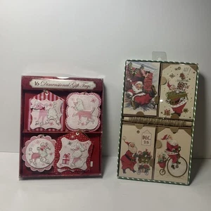 New VINTAGE Style CHRISTMAS GIFT TAGS Santa And Poodle - Picture 1 of 4