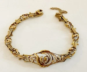 Antique Art Nouveau 14k Link Bracelet Designed By Evald Nielsen - Picture 1 of 4