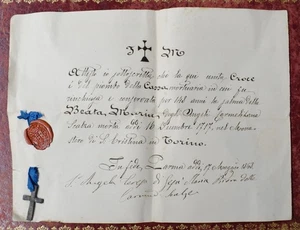 CERTIFICATO folden relic reliquary reliquia relicario B.MARIA DEGLI ANGELI 1717 - Picture 1 of 3