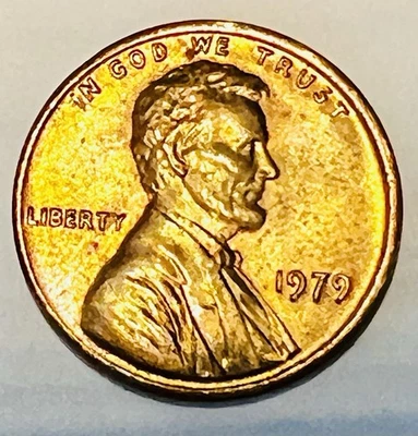 1979 Lincoln Cent DDR DDO Die Crack DDR/Grease Strike Error UNC Red-Yellow - Image 1 of 4