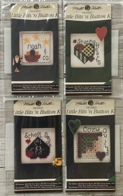 Lote de 4 gráficos Mill Hill Little Bit N’ Button punto de cruz 1996 Foto 1 de 4