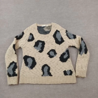 Suéter Sleeping on Snow Anthropologie Mujer Medio Beige Estampado Guepardo Pullover Foto 1 de 4