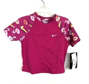 Nike Girl’s Pink Rash Guard Short Sleeve Shirt And Bikini Bottom Set Size Small - Picture 1 of 6