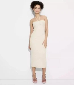 Wild Fable Women’s XXL Dress Ivory & Gold Knit Tube Midi Long Sleeveless New - Picture 1 of 3