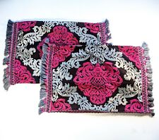 PAIR Vintage Boho Bohemian Damask Floral Tassel Velvet Zip Pillow Shams 19x25"