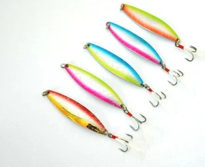 5 X Undulating Artificial Trout Area Lot 5 Spoons Trout 5 Gr With Feather - Picture 1 of 1