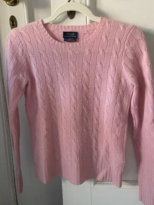 Polo Ralph Lauren Girl's 100% Cashmere, Pink Cable Knit Sweater, X-Large (16) - Picture 1 of 5