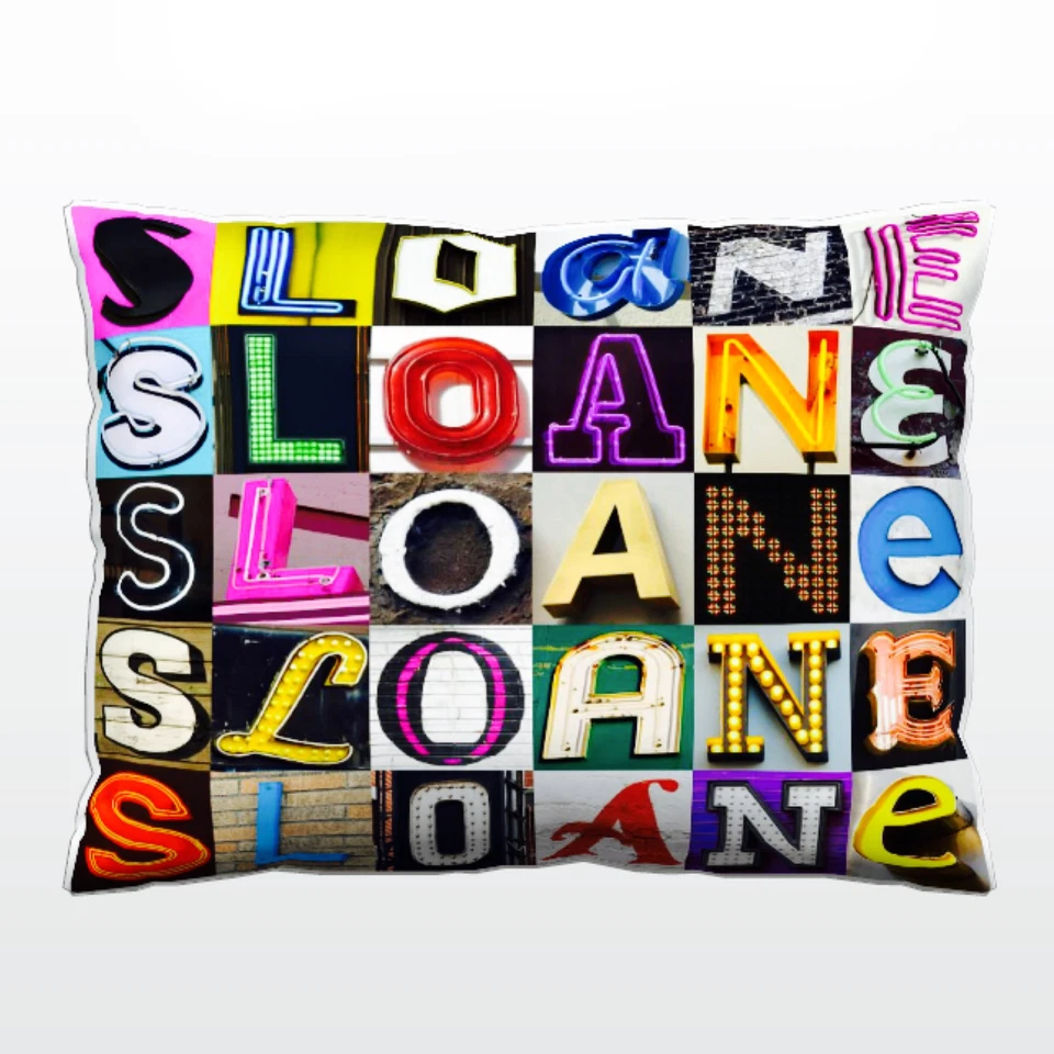 Personalized Pillow featuring the name SLOANE photo of actual sign letters - Image 1 of 1