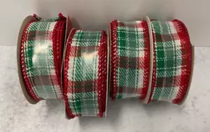 4 rollos rojo verde y blanco a cuadros cinta de borde cable 1" x 12 ft arcos regalos - Imagen 1 de 2