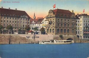 Postcard Ship Landing Basel Switzerland