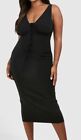 Boohoo Plus bengaline Milkmaid Corset Midi Dress Size 20 black 