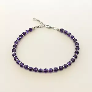 Bracciale unisex in pietre naturali agata viola ematite finale chiusura argento - Foto 1 di 2