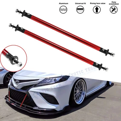 Pair Red Bumper Aluminum Slloy Lip Splitter Strut Rod Tie For Lexus Toyota - Image 1 of 4