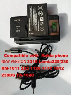 Batería BL-4UL + Cargador LCD + Cable Cargador Para NUEVO 3310 220 225 230 RM-1172 1126 Foto 1 de 4