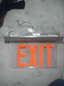 Commercial Exit Sign With Power Supply And Snipped Wires Attached - Picture 1 of 5