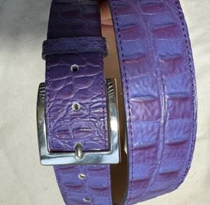 JW Mens  Purple Faux Croc Silver  Buckle Made In Italy Belt Sz L-XL  Pre-owned - Picture 1 of 9