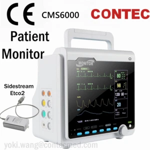 CE CMS6000 8"ICU Patient Monitor ECG NIBP SPO2 PR RESP TEMP +Sidestream ETCO2 - Picture 1 of 17