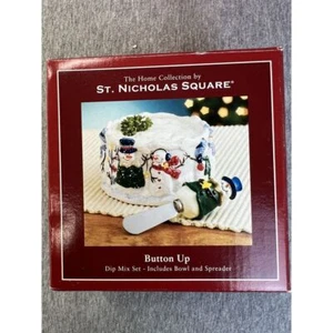 St. Nicholas Square 4.5" 'Button Up' Christmas Snowman Dip Mix Set NEW in Box - Picture 1 of 8
