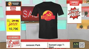 T-SHIRT SCHWARZ - JURASSIC PARK - SUNSET LOGO - GR.M - GILDAN NEU/OVP - Imagen 1 de 2