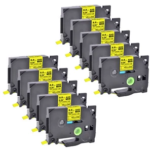 10PK Compatible con Brother HSe-621 Negro sobre Amarillo Cinta Tubo Termotráctil 8.8mm - Imagen 1 de 8