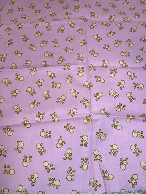 Pink With Yellow Ducks Cotton Fabric 21” X 42” - Image 1 of 4