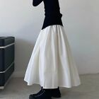 White Cotton Skirt Long Wear Plain Skirt, Causal Skirt Women's Beach Wear Skirts