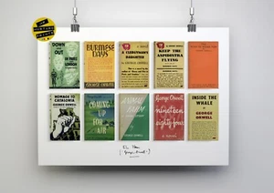 George Orwell Poster: 1st Edition Book Covers, 1984, Orwell Fan, Art, Gift - Picture 1 of 6