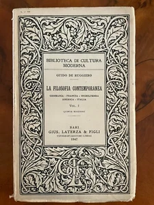 Contemporary Philosophy Vol I Guido De Ruggiero La Third 1947 - Picture 1 of 5