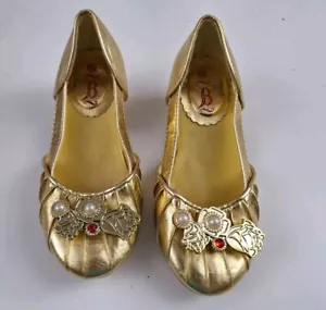 Disney Store Beauty & Beast Belle Costume Dress Up Golden Heelled Shoes 11 / 12 - Picture 1 of 7