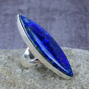 Beautiful Lapis Lazuli Gemstone Handmade 925 Solid Silver Jewelry Ring All Size - Picture 1 of 3