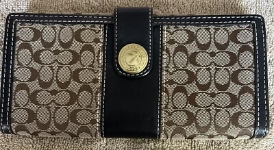 Coach Khaki Soft Black Leather Signature Slim Envelope Wallet - Image 1 of 3