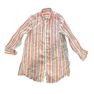 Artisan NY Damen Large 100 % Leinen gestreift Kragen Langarm T-Shirt Kleid - Bild 1 von 3