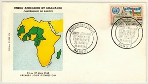1962-Enveloppe Fdc 1°Jour-50Fsur85F-R.centrafricaine-Conférence UAM-Bangui-Yv.19 - Imagen 1 de 1