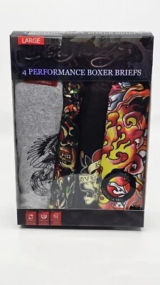 Paquete de calzoncillos boxer ED Hardy para hombre talla L 36-38 (4) rendimiento gráfico NUEVO  Foto 1 de 4