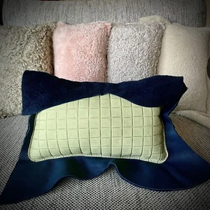 Natural Shearling and Cowhide Lumbar Pillows Throw Pillows - Picture 1 of 6