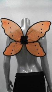 Alas de mariposa niñas niños joyas flor brillante talla única naranja malla negra - Imagen 1 de 2