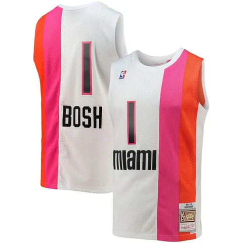 Miami Heat Hall Of Famer Chris Bosh #1 NBA Mitchell & Ness Swingman Jersey Cover
