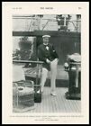 SIR THOMAS LIPTON ON YACHT SHAMROCK 11 AT NEW YORK OLD 1901 SAILING PRINT b11