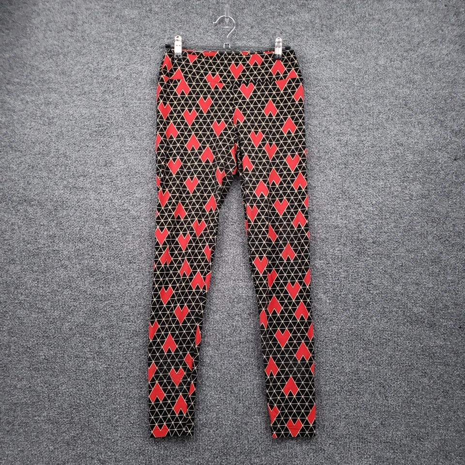 Leggings femininas LuLaRoe tamanho único preta cintura média geométrica puxar corações - Imagem 1 de 4