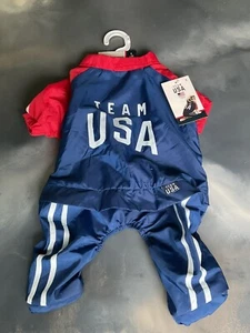 Hund Trainingsanzug Team USA Olympiade klein rot weiß blau patriotisch Sport Haustier Kleidung - Bild 1 von 11