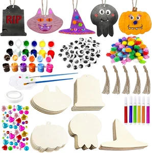 Toy Models Halloween Crafts for Kids Decorations Wooden Slices Blank Cutouts Unf - Picture 1 of 7