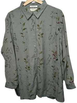 Blusa Carreira Super Macia Floral Grama Limão Botão Top Plus 3X Romance - Imagem 1 de 4