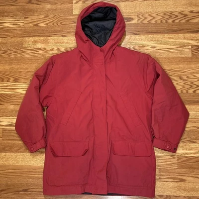 VTG Eddie Bauer Womens Small Red Goose Down Hooded Jacket Parka Cozy Outdoor - Image 1 of 4